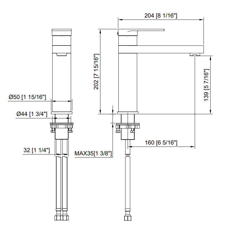 Brass Single Handle Bathroom Basin Faucet Chrome