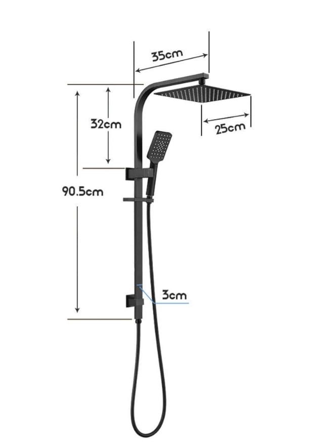 Watermark Black Wall-Mounted Bathroom Shower System with Rain Shower Set